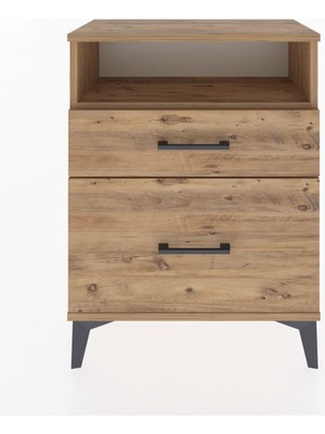 Dienni Arges Komodin Tek Raflı 2 Çekmeceli 60X30X80 Çam-Çam
