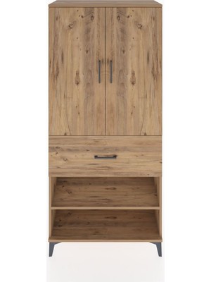 Dienni Hyperion Dolap 4 Raflı Tek Çekmeceli 2 Kapaklı 88X44X195 Çam-Çam