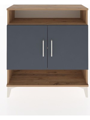 Dienni Arges Şifonyer 3 Raflı 2 Kapaklı 88X30X96 Çam-Antrasit