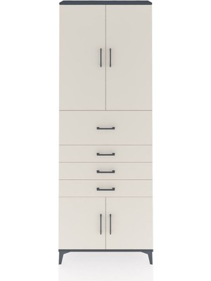 Dienni Arges Dolap 4 Raflı 4 Çekmeceli 4 Kapaklı 88X30X243 Antrasit-Aytaşı