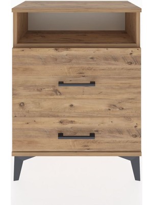 Dienni Arges Komodin Tek Raflı 2 Çekmeceli 60X30X80 Çam-Çam