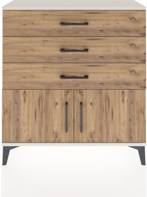 Dienni Arges Şifonyer Tek Raflı 3 Çekmeceli 2 Kapaklı 88X30X96 Aytaşı-Çam