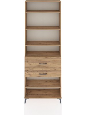 Dienni Arges Dolap 5 Raflı 2 Çekmeceli 88X30X243 Çam-Çam