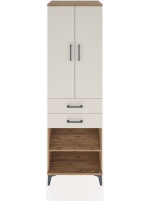 Dienni Hyperion Dolap 4 Raflı 2 Çekmeceli 2 Kapaklı 60X44X195 Çam-Aytaşı