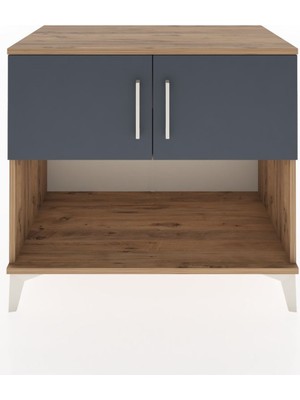 Dienni Hyperion Şifonyer Tek Raflı 2 Kapaklı 88X44X80 Çam-Antrasit