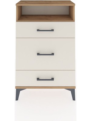 Dienni Arges Komodin Tek Raflı 3 Çekmeceli 60X30X96 Çam-Aytaşı