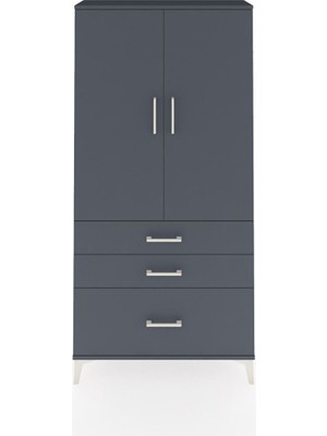 Dienni Arges Dolap 3 Raflı 3 Çekmeceli 2 Kapaklı 88X30X182 Antrasit-Antrasit