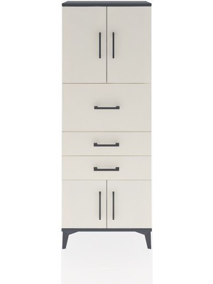 Dienni Arges Dolap 2 Raflı 3 Çekmeceli 4 Kapaklı 60X30X163 Antrasit-Aytaşı