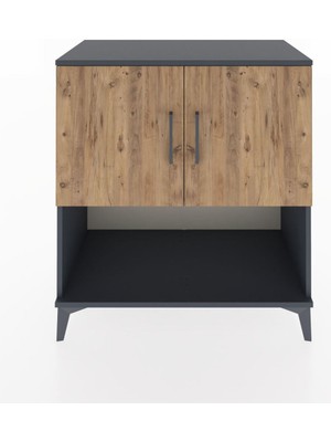 Dienni Hyperion Şifonyer Tek Raflı 2 Kapaklı 88X44X96 Antrasit-Çam