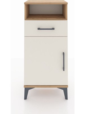 Dienni Arges Komodin 2 Raflı Tek Çekmeceli Tek Kapaklı 44X30X96 Çam-Aytaşı