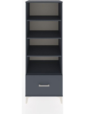 Dienni Hyperion Dolap 4 Raflı Tek Çekmeceli 60X44X163 Antrasit-Antrasit