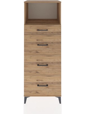Dienni Hyperion Dolap Tek Raflı 4 Çekmeceli 60X44X163 Çam-Çam