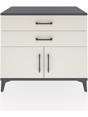 Dienni Hyperion Şifonyer Tek Raflı 2 Çekmeceli 2 Kapaklı 88X44X80 Antrasit-Aytaşı