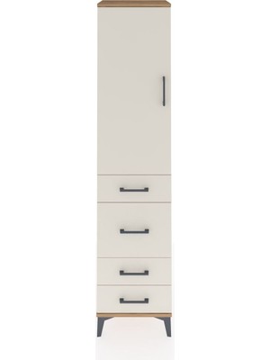 Dienni Hyperion Dolap Tek Raflı 4 Çekmeceli Tek Askılı 44X44X195 Çam-Aytaşı