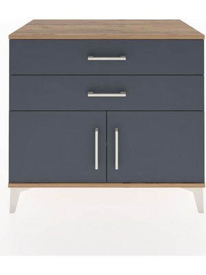 Dienni Hyperion Şifonyer Tek Raflı 2 Çekmeceli 2 Kapaklı 88X44X80 Çam-Antrasit