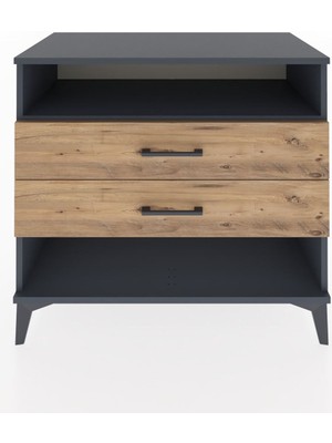 Dienni Hyperion Şifonyer Tek Raflı 2 Çekmeceli 88X44X80 Antrasit-Çam