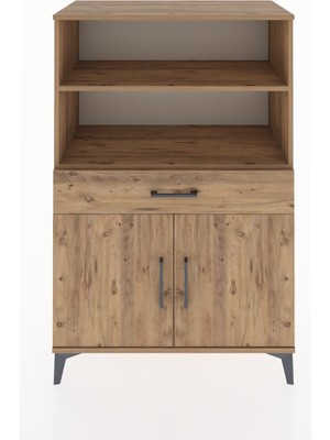 Dienni Hyperion Dolap 3 Raflı Tek Çekmeceli 2 Kapaklı 88X44X134 Çam-Çam