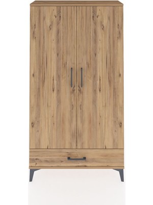 Dienni Arges Dolap 2 Raflı Tek Çekmeceli Tek Askılı 88X30X163 Çam-Çam