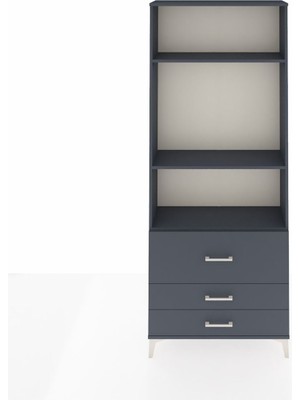 Dienni Arges Dolap 3 Raflı 3 Çekmeceli 88X30X221 Antrasit-Antrasit