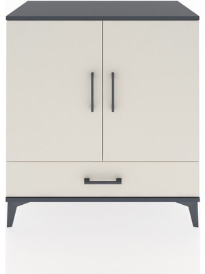 Dienni Hyperion Şifonyer 2 Raflı Tek Çekmeceli 2 Kapaklı 88X44X96 Antrasit-Aytaşı