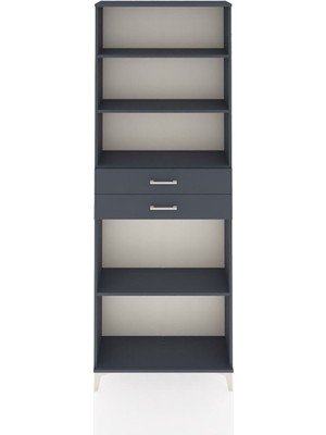 Dienni Arges Dolap 4 Raflı 2 Çekmeceli 88X30X243 Antrasit-Antrasit