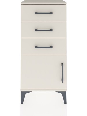 Dienni Arges Komodin 3 Çekmeceli Tek Kapaklı 44X30X96 Aytaşı-Aytaşı