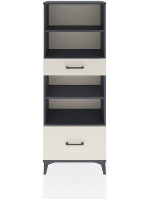 Dienni Arges Dolap 4 Raflı 2 Çekmeceli 60X30X163 Antrasit-Aytaşı