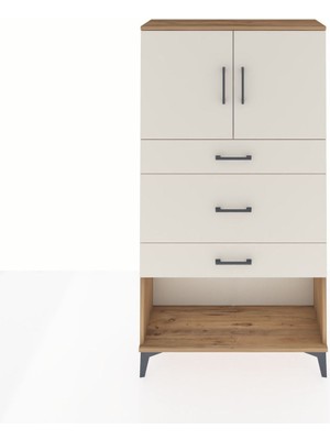 Dienni Arges Dolap 2 Raflı 3 Çekmeceli 2 Kapaklı 88X30X163 Çam-Aytaşı