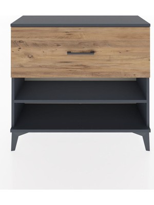 Dienni Arges Şifonyer Tek Raflı Tek Çekmeceli 88X30X80 Antrasit-Çam