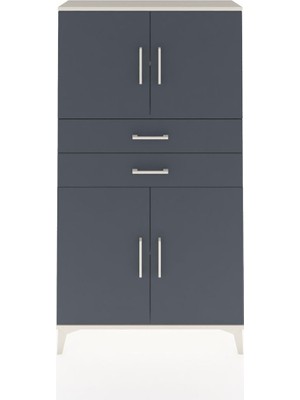 Dienni Arges Dolap 3 Raflı 2 Çekmeceli 4 Kapaklı 88X30X163 Aytaşı-Antrasit