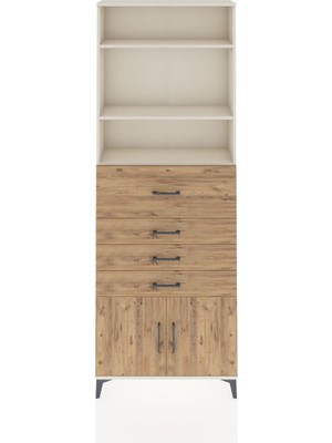 Dienni Arges Dolap 4 Raflı 4 Çekmeceli 2 Kapaklı 88X30X243 Aytaşı-Çam