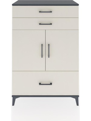 Dienni Hyperion Dolap 2 Raflı 3 Çekmeceli 2 Kapaklı 88X44X134 Antrasit-Aytaşı