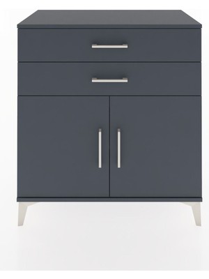 Dienni Hyperion Şifonyer Tek Raflı 2 Çekmeceli 2 Kapaklı 88X44X96 Antrasit-Antrasit