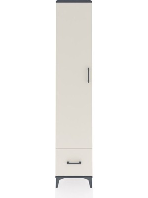 Dienni Arges Dolap 5 Raflı Tek Çekmeceli Tek Kapaklı 44X30X221 Antrasit-Aytaşı