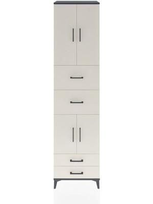 Dienni Hyperion Dolap 3 Raflı 4 Çekmeceli 4 Kapaklı 60X44X243 Antrasit-Aytaşı