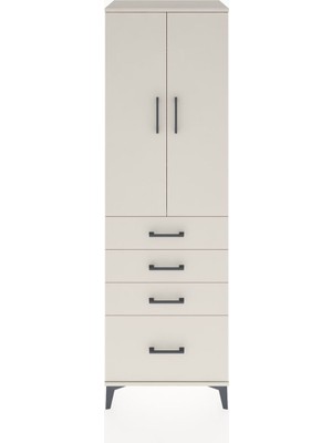 Dienni Hyperion Dolap Tek Raflı 4 Çekmeceli Tek Askılı 60X44X195 Aytaşı-Aytaşı