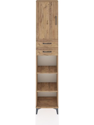 Dienni Arges Dolap 4 Raflı 2 Çekmeceli Tek Kapaklı 44X30X221 Çam-Çam