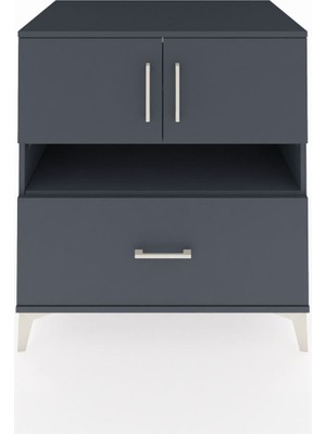 Dienni Kronos Şifonyer 3 Raflı Tek Çekmeceli 2 Kapaklı 88X59X96 Antrasit-Antrasit