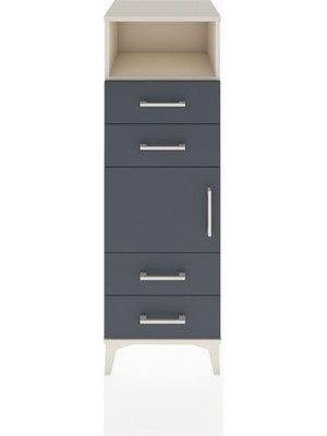 Dienni Hyperion Dolap 2 Raflı 4 Çekmeceli Tek Kapaklı 44X44X134 Aytaşı-Antrasit