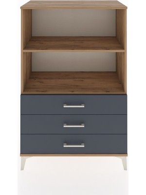 Dienni Hyperion Dolap 2 Raflı 3 Çekmeceli 88X44X134 Çam-Antrasit