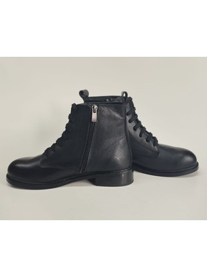 Lucciola Kadın Hakiki Deri Siyah Bağcıklı Bot