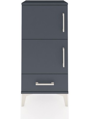 Dienni Arges Komodin 4 Raflı Tek Çekmeceli 2 Kapaklı 44X30X96 Antrasit-Antrasit