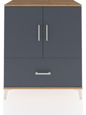 Dienni Hyperion Şifonyer 2 Raflı Tek Çekmeceli 2 Kapaklı 88X44X106 Çam-Antrasit