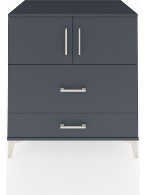 Dienni Kronos Şifonyer 2 Raflı 2 Çekmeceli 2 Kapaklı 88X59X96 Antrasit-Antrasit