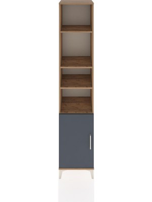Dienni Hyperion Dolap 5 Raflı Tek Kapaklı 44X44X221 Çam-Antrasit