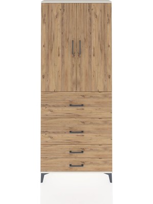 Dienni Arges Dolap 2 Raflı 4 Çekmeceli 2 Kapaklı 88X30X221 Aytaşı-Çam