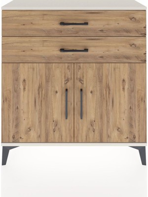 Dienni Arges Şifonyer Tek Raflı 2 Çekmeceli 2 Kapaklı 88X30X96 Aytaşı-Çam