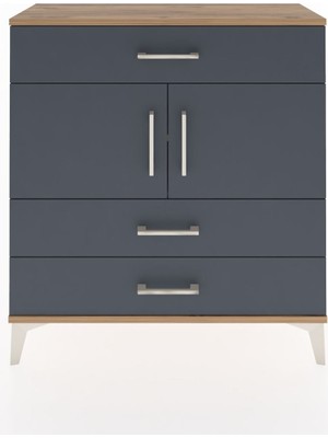 Dienni Arges Şifonyer 2 Raflı 3 Çekmeceli 2 Kapaklı 88X30X96 Çam-Antrasit