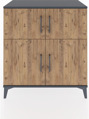 Dienni Hyperion Şifonyer Tek Raflı 4 Kapaklı 88X44X96 Antrasit-Çam