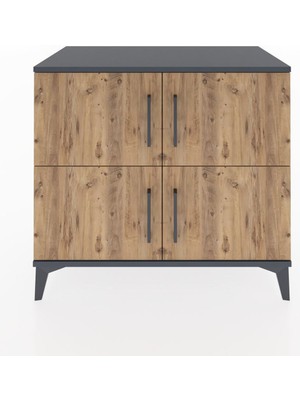 Dienni Hyperion Şifonyer Tek Raflı 4 Kapaklı 88X44X80 Antrasit-Çam